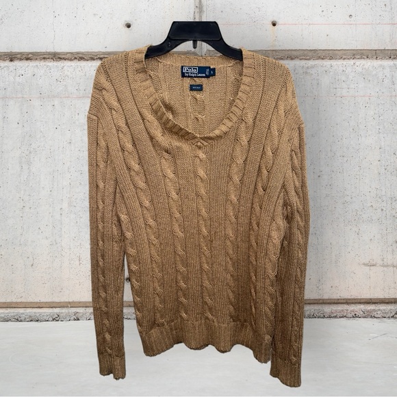 Polo Ralph Lauren Other - Vintage Polo Ralph Lauren Silk Cable Knit Sweater Mens Large 90s‎ Y2K Beige EUC